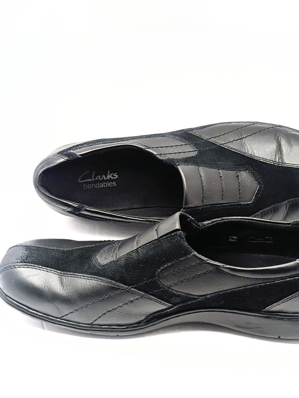 Clarks Bendables Women’s Black Leather Slip-On Comfort Shoes Size 11M